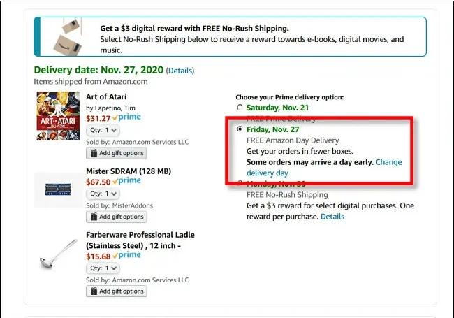 Delivery Option Amazon